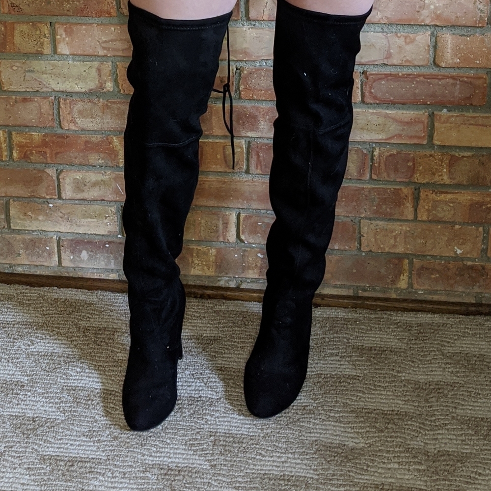 BLACK SUEDE OVER THE KNEE BOOTS